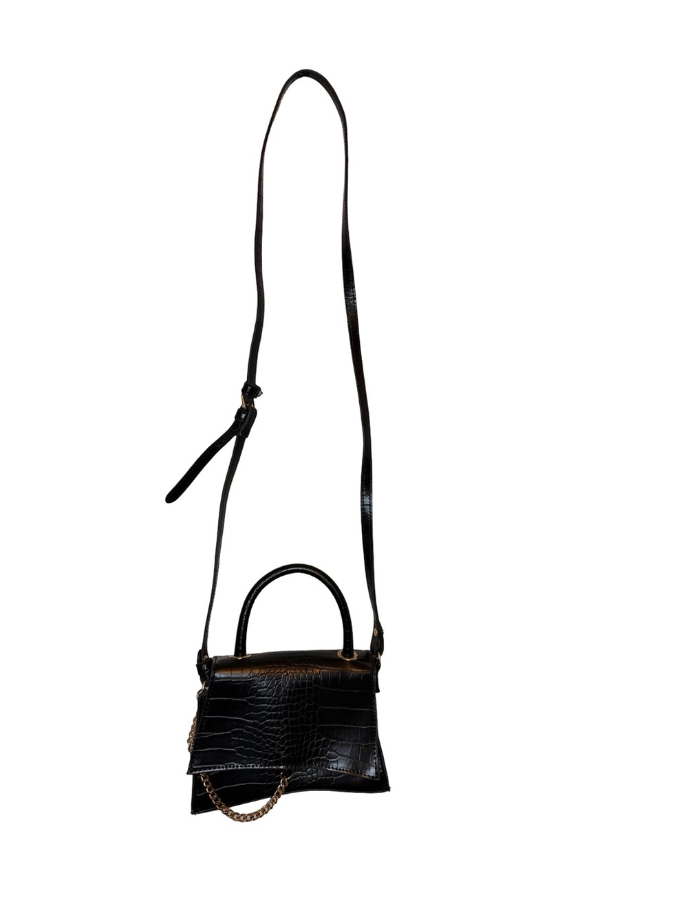 Forever 21 Black Croc-Embossed Mini Top-Handle Crossbody - Picture 3 of 5